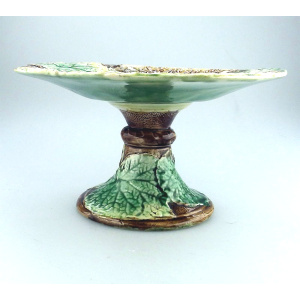A lovely antique Victorian majolica pottery Cabbage Ware Comport / Tazza C.19thC