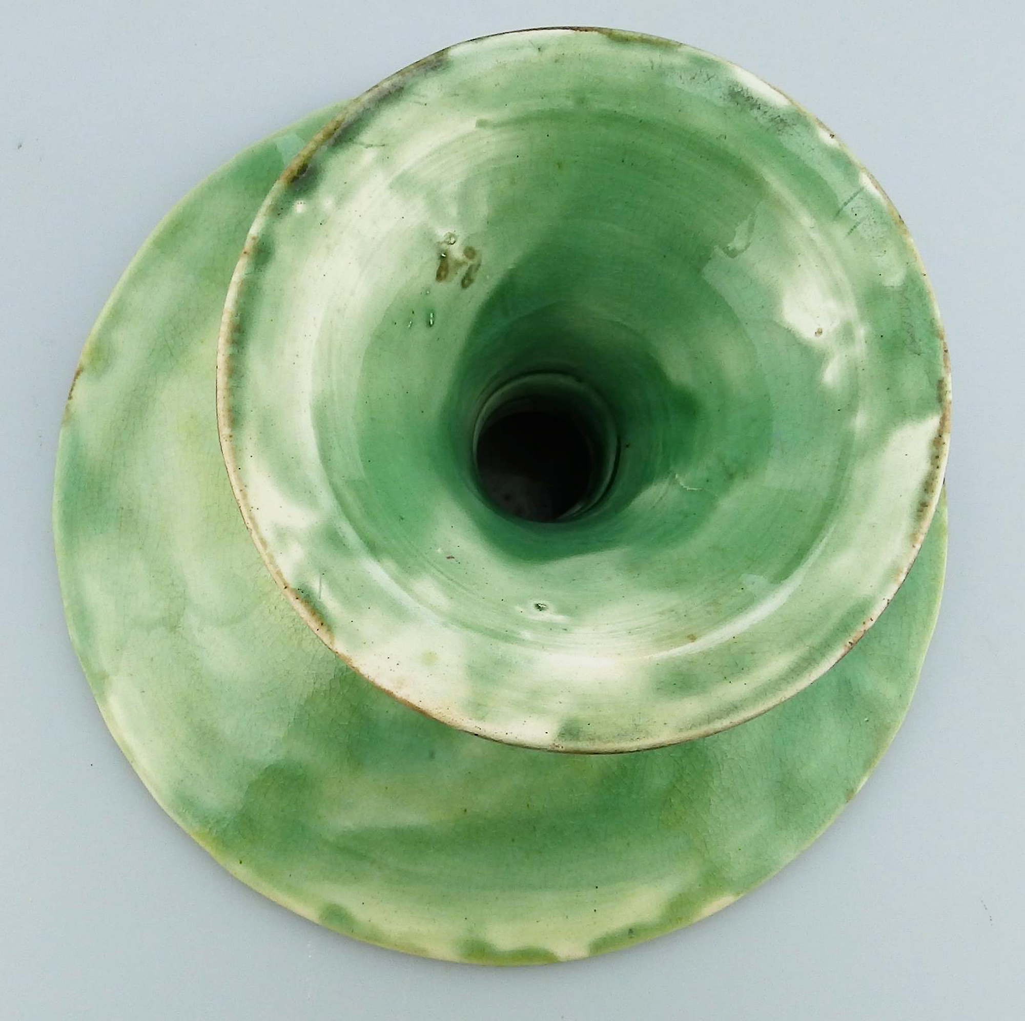 A lovely antique Victorian majolica pottery Cabbage Ware Comport / Tazza C.19thC