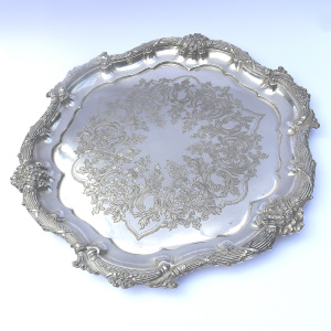 A good antique Mappin & Webb triple silver plated engraved Salver C.1890+