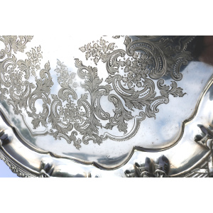A good antique Mappin & Webb triple silver plated engraved Salver C.1890+