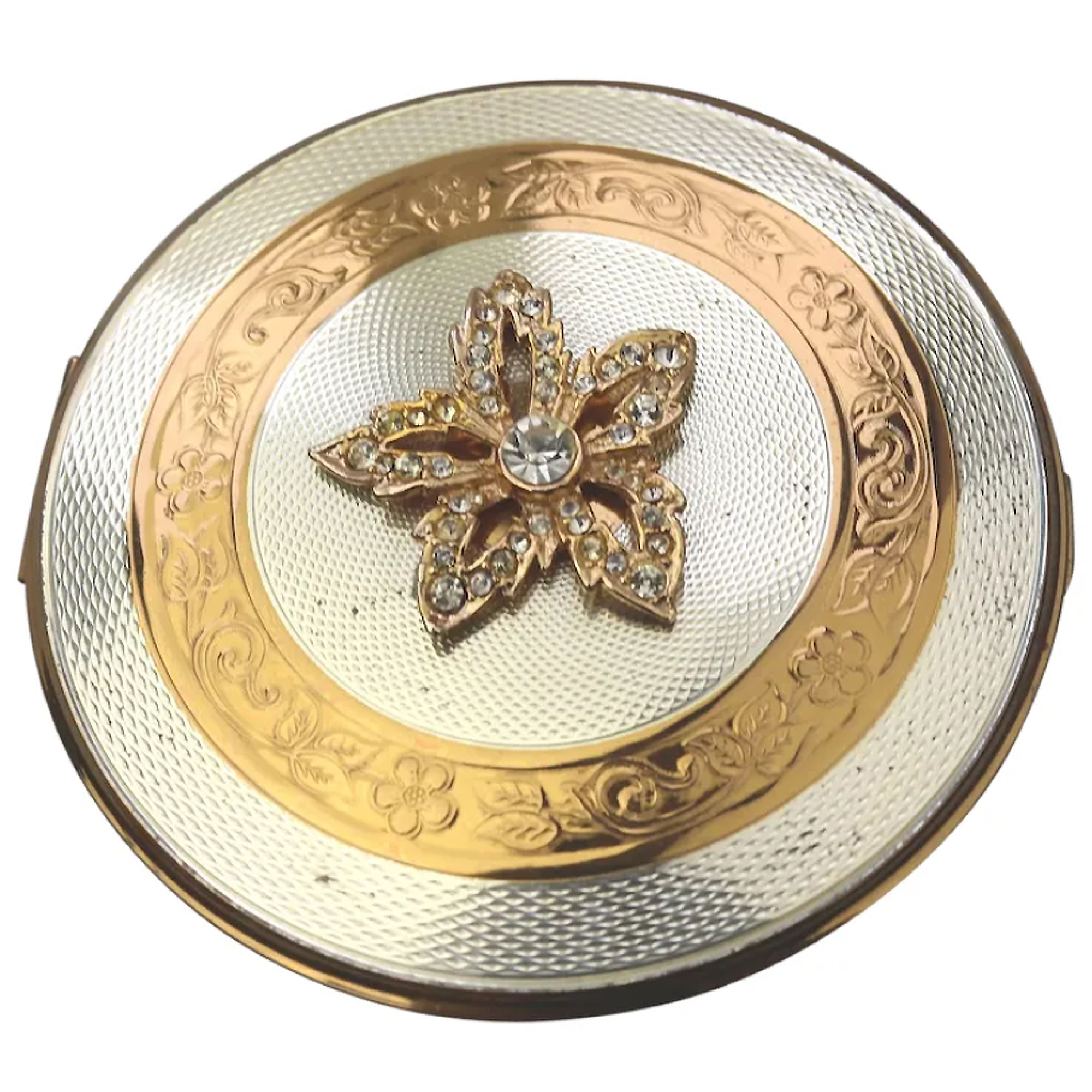 A very fine mid-century AS Brown Mascot diamante Compact unused & label C.1950's