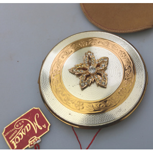 A very fine mid-century AS Brown Mascot diamante Compact unused & label C.1950's