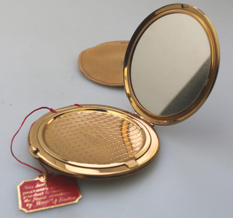 A very fine mid-century AS Brown Mascot diamante Compact unused & label C.1950's
