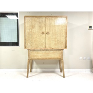 Mid Century, Limed Oak Drinks / Cocktail Cabinet