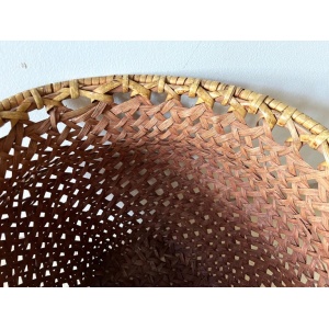 Mid-century Modern Large Open-Weave Rattan Wicker Storage Basket, Plant Holder