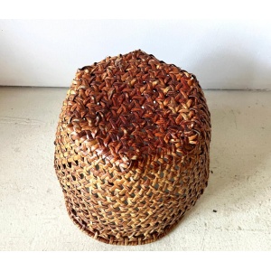 Mid-century Modern Large Open-Weave Rattan Wicker Storage Basket, Plant Holder