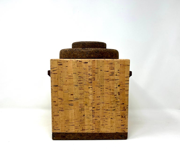 Midcentury Two-Tone Cork Ice Bucket Made in Portugal