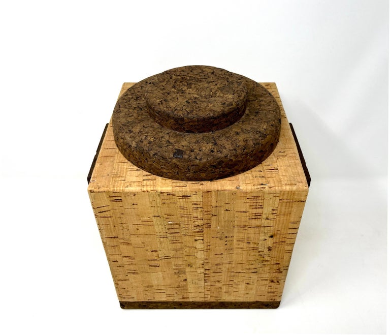 Midcentury Two-Tone Cork Ice Bucket Made in Portugal