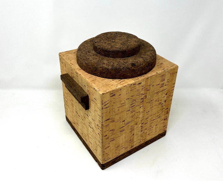 Midcentury Two-Tone Cork Ice Bucket Made in Portugal