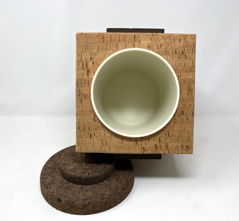 Midcentury Two-Tone Cork Ice Bucket Made in Portugal