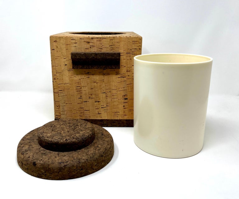 Midcentury Two-Tone Cork Ice Bucket Made in Portugal