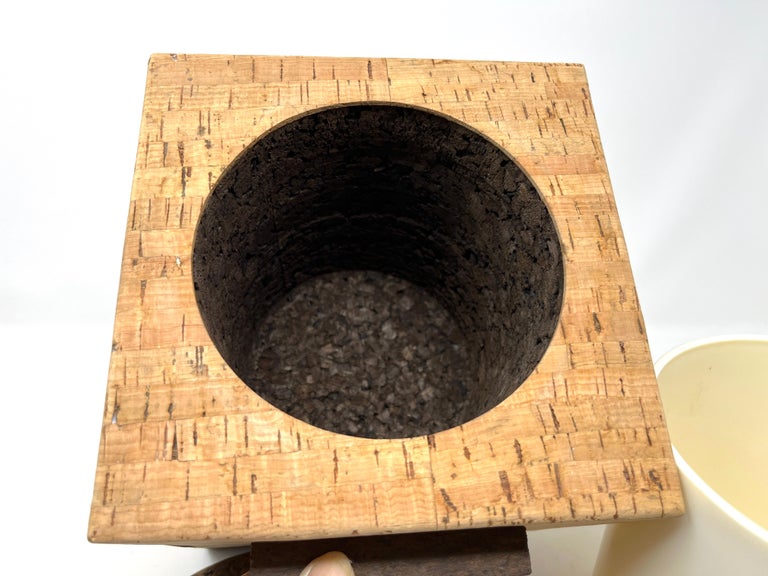 Midcentury Two-Tone Cork Ice Bucket Made in Portugal
