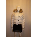 Moncler White Hooded Jacket with Fur trim