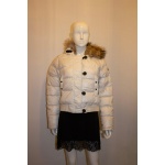 Moncler White Hooded Jacket with Fur trim