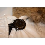 Moncler White Hooded Jacket with Fur trim