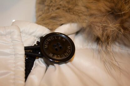 Moncler White Hooded Jacket with Fur trim