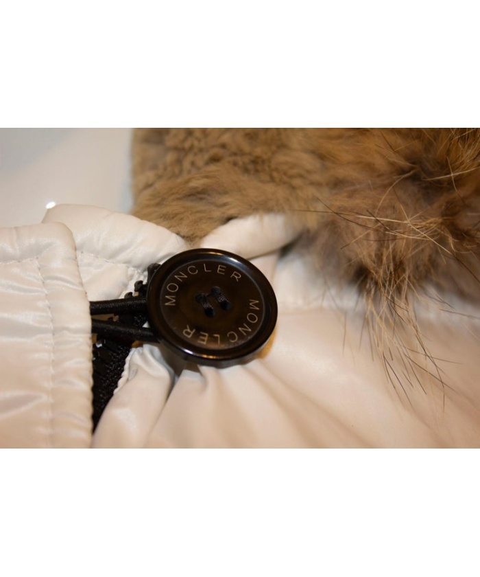 Moncler White Hooded Jacket with Fur trim