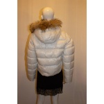 Moncler White Hooded Jacket with Fur trim