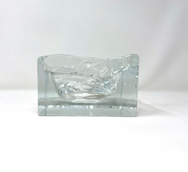 Nuutajärvi Arktis Bowl Large by Björn Weckström, Scandinavian Modern Art Glass
