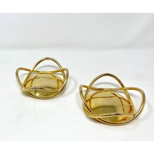 Pair Georg Jensen Gold Glow Candle Holders, Metal Pillar Candle Stand