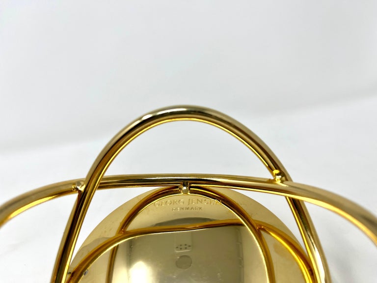 Pair Georg Jensen Gold Glow Candle Holders, Metal Pillar Candle Stand