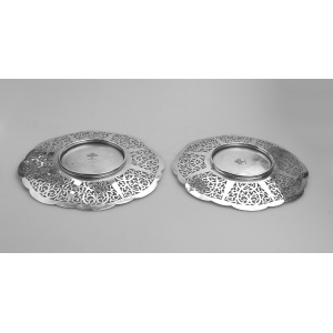 A pair attractive antique Mappin & Webb silver plated pierced Platters C.1900