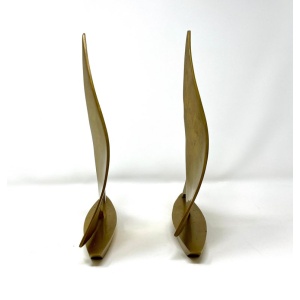Pair Postmodern Brass Sailboat Bookends or Sculptures, Nautical Desktop