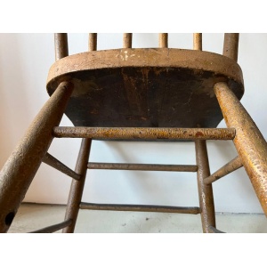 Pair Primitive American Antique 19th Century Spindle Back Wood Chairs