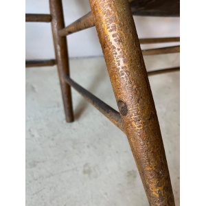 Pair Primitive American Antique 19th Century Spindle Back Wood Chairs