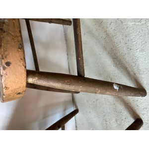 Pair Primitive American Antique 19th Century Spindle Back Wood Chairs