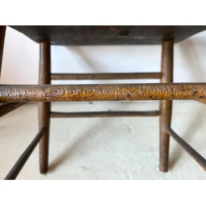 Pair Primitive American Antique 19th Century Spindle Back Wood Chairs