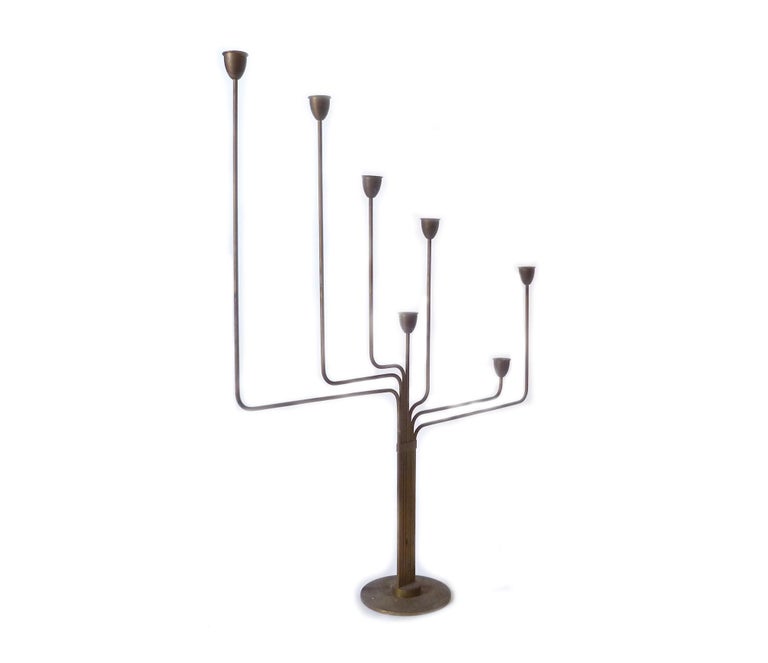 Piet Hein Ursa Major Seven-Arm Candelabrum … Danish Modern Brass Candle Holder