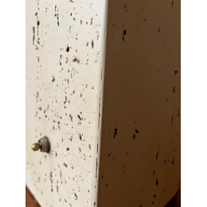 Post-modern Tall Travertine Column Table Lamp with Original Pleated Sisal Shade