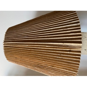 Post-modern Tall Travertine Column Table Lamp with Original Pleated Sisal Shade