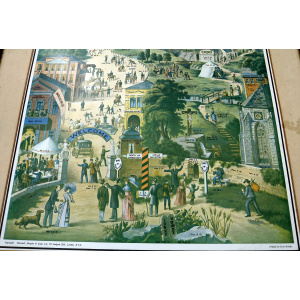 A very large antique coloured print The Broad & Narrow Way 70cm X 56cm C.19thC