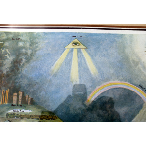 A very large antique coloured print The Broad & Narrow Way 70cm X 56cm C.19thC
