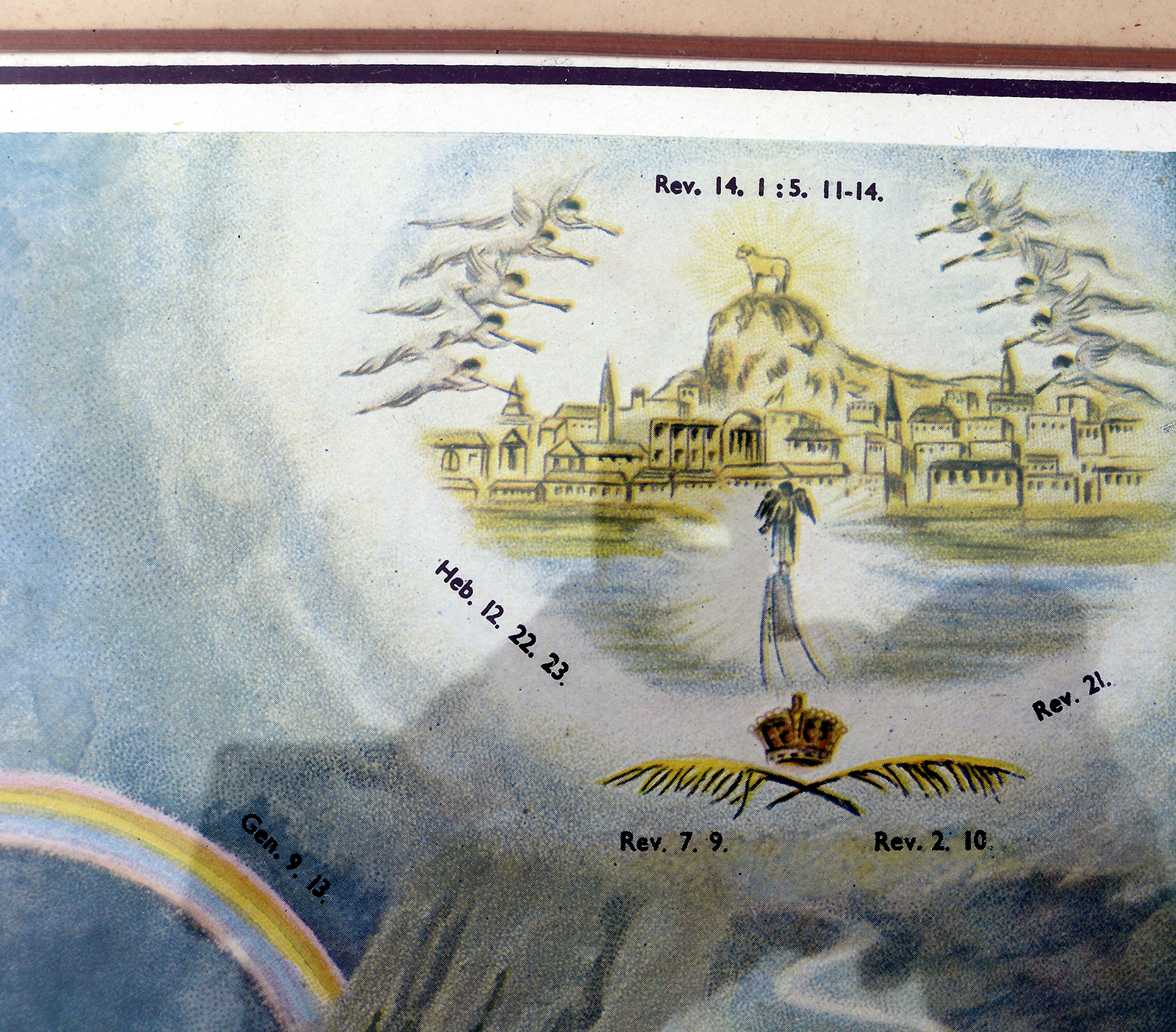 A very large antique coloured print The Broad & Narrow Way 70cm X 56cm C.19thC
