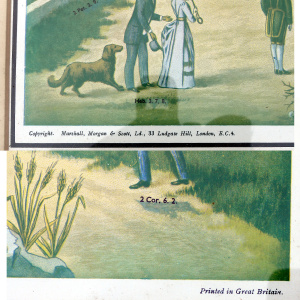 A very large antique coloured print The Broad & Narrow Way 70cm X 56cm C.19thC
