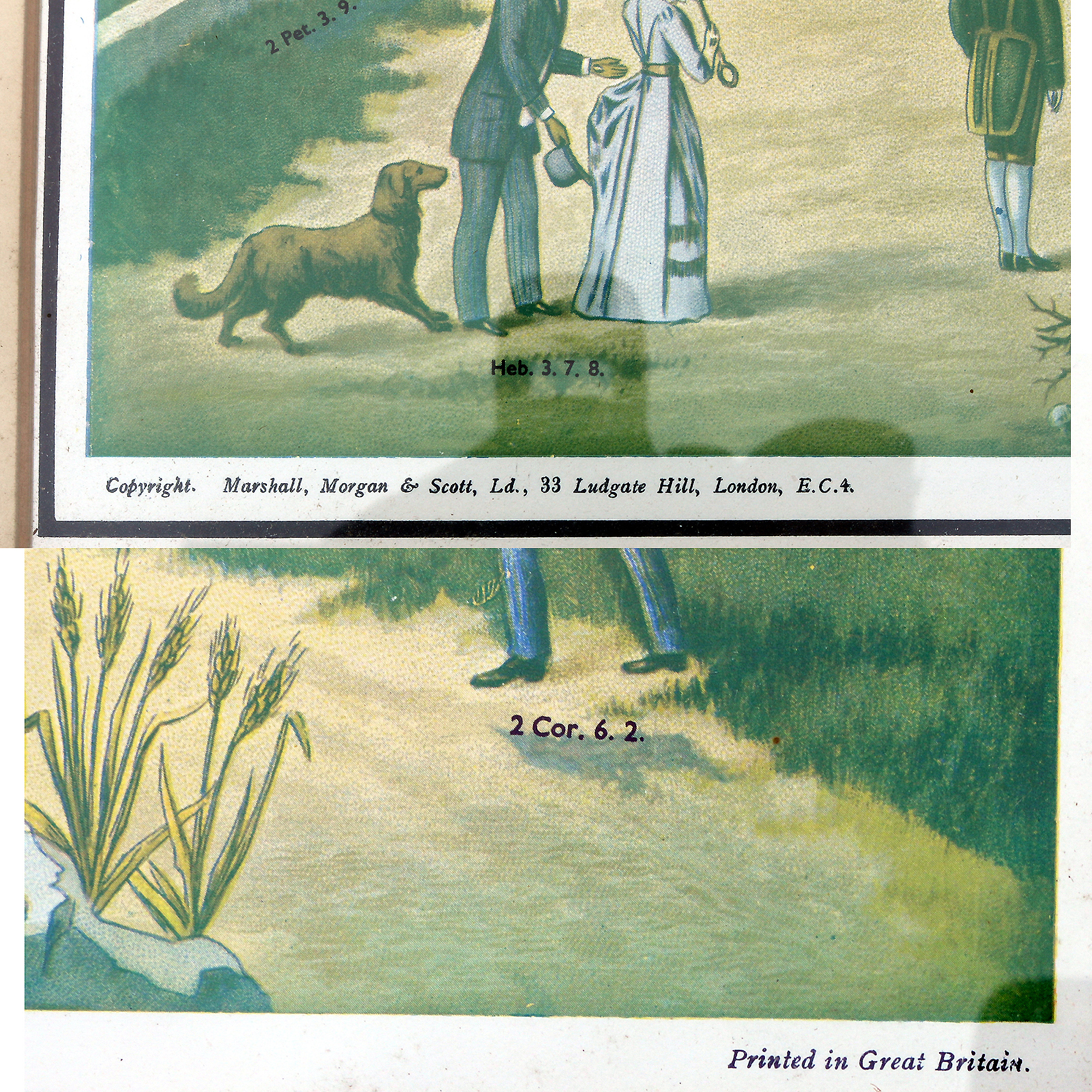 A very large antique coloured print The Broad & Narrow Way 70cm X 56cm C.19thC