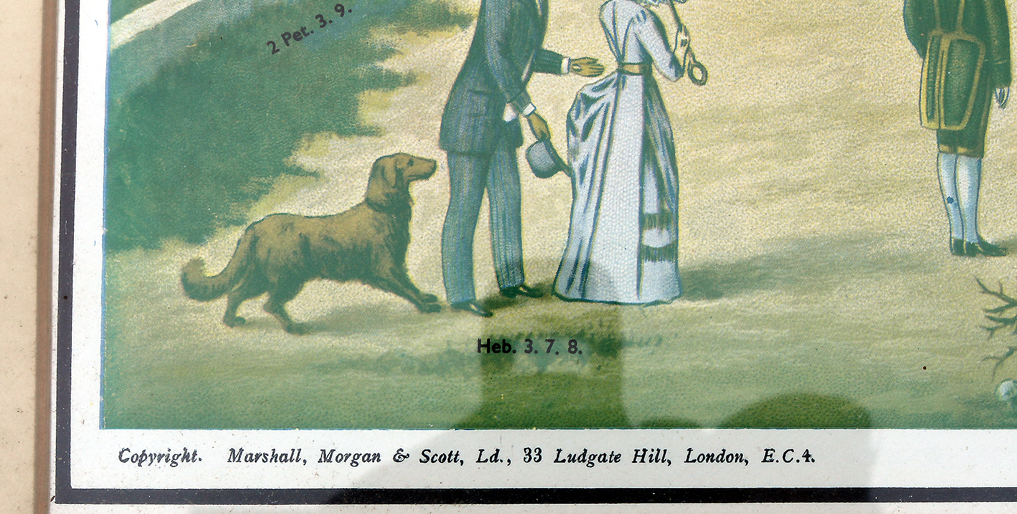 A very large antique coloured print The Broad & Narrow Way 70cm X 56cm C.19thC