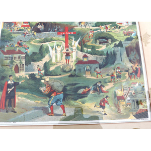 A very large antique coloured print The Pilgrim's Journey 70cm X 56cm C.19thC