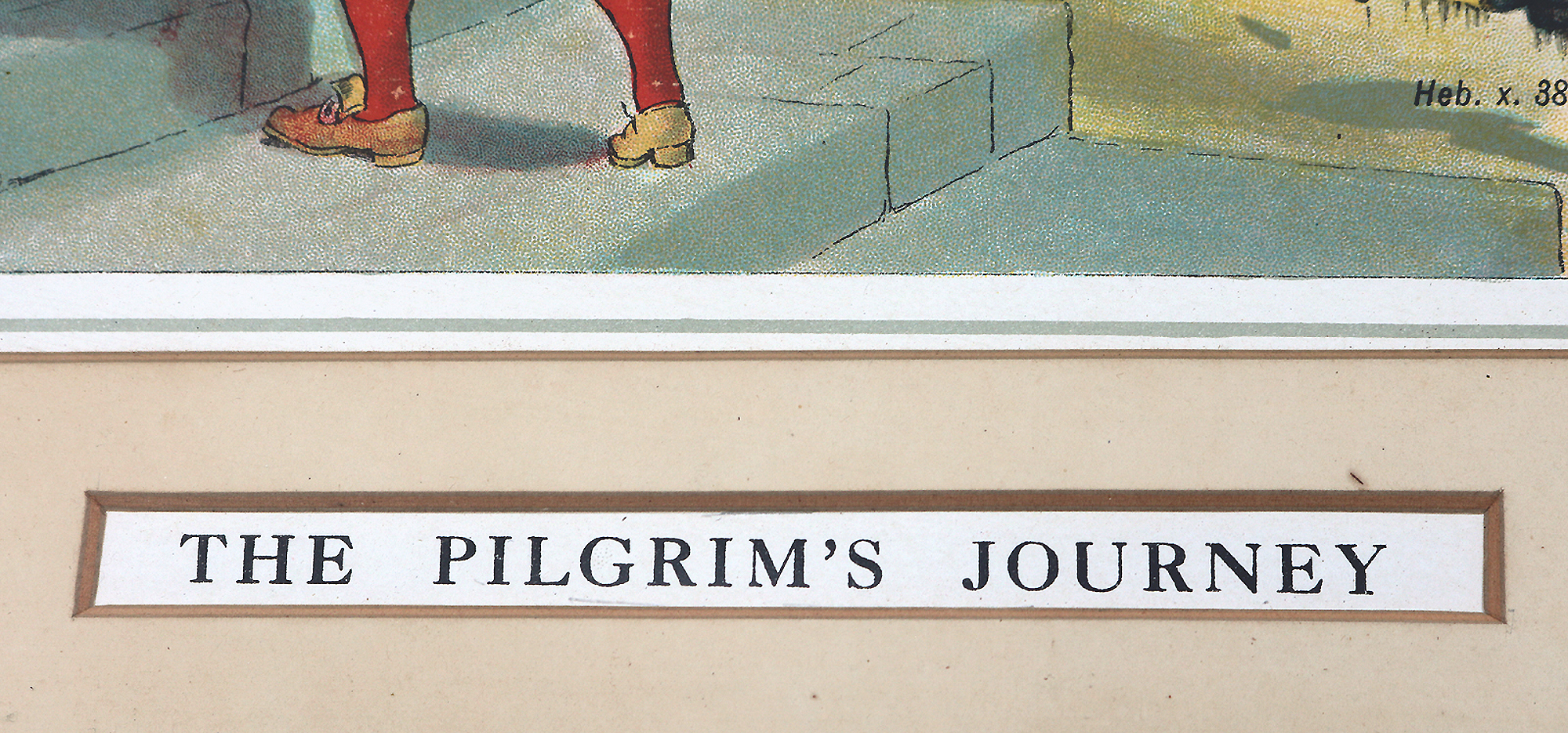 A very large antique coloured print The Pilgrim's Journey 70cm X 56cm C.19thC