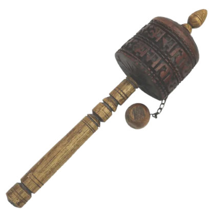 Antique Religious Tibetan Buddhist hand carved wooden Prayer wheel C.early 20thC