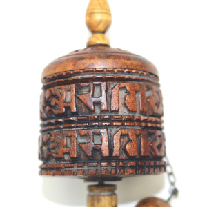 Antique Religious Tibetan Buddhist hand carved wooden Prayer wheel C.early 20thC