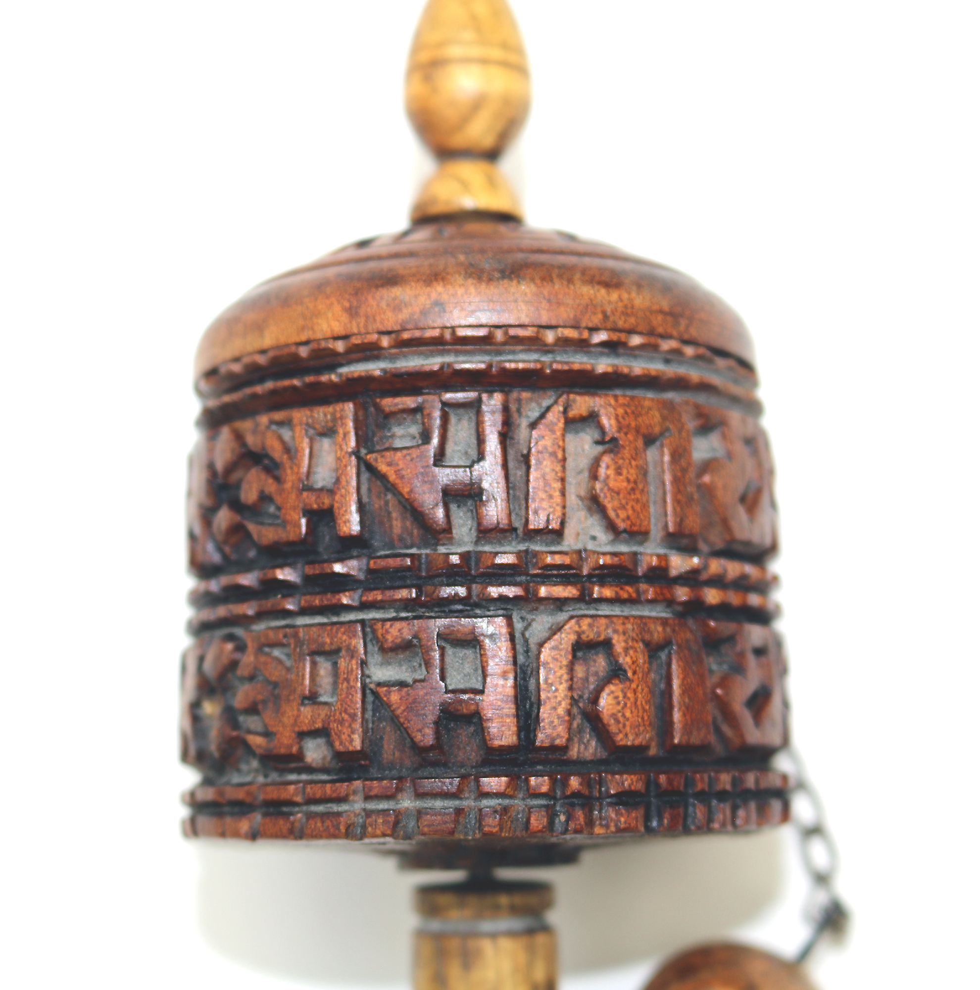 Antique Religious Tibetan Buddhist hand carved wooden Prayer wheel C.early 20thC