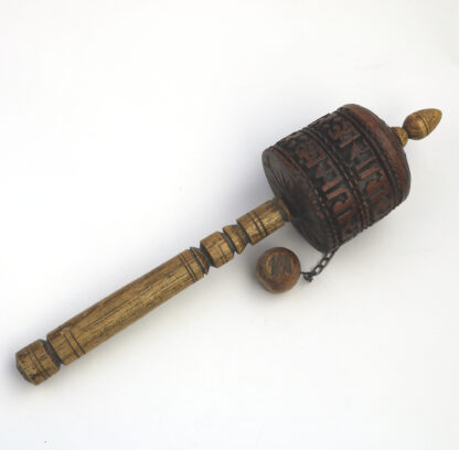 Antique Religious Tibetan Buddhist hand carved wooden Prayer wheel C.early 20thC - Image 3