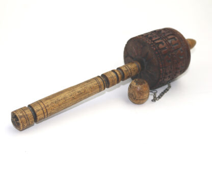 Antique Religious Tibetan Buddhist hand carved wooden Prayer wheel C.early 20thC - Image 5