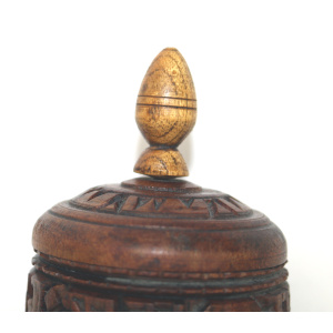 Antique Religious Tibetan Buddhist hand carved wooden Prayer wheel C.early 20thC