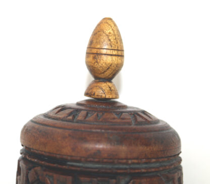 Antique Religious Tibetan Buddhist hand carved wooden Prayer wheel C.early 20thC - Image 6