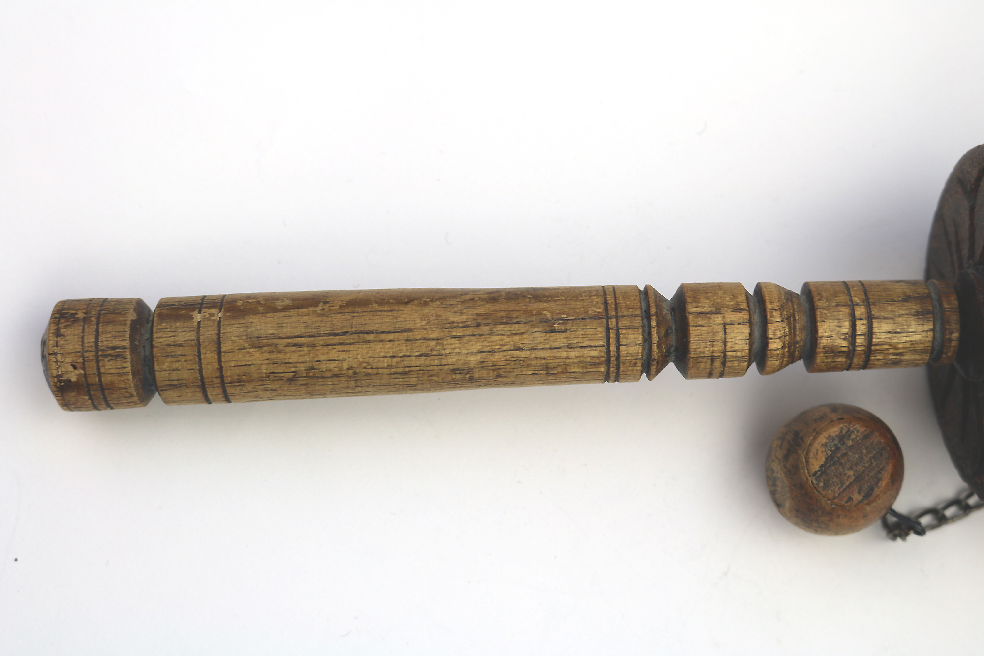 Antique Religious Tibetan Buddhist hand carved wooden Prayer wheel C.early 20thC